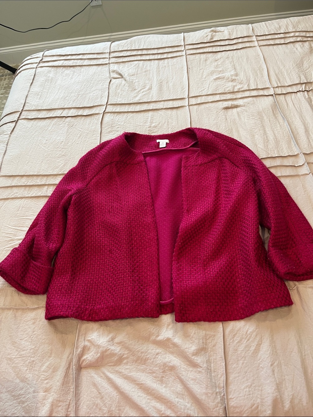 Chico's Open-Front Textured Cardigan - Raspberry Pink